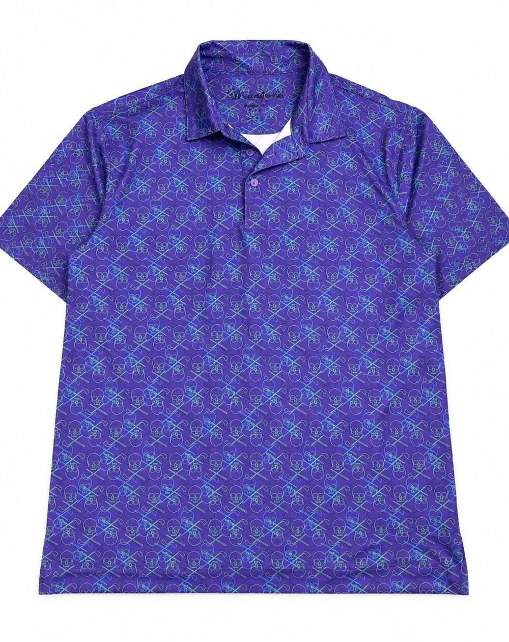 Robert Graham Men’s Purple Iron Skull Golf Polo Shirt Size XL